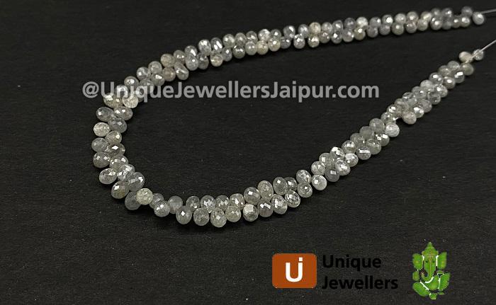 Grey Diamond Faceted Drop Beads