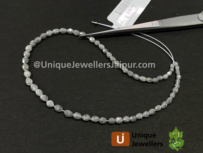 Grey Diamond Faceted Barrel Beads