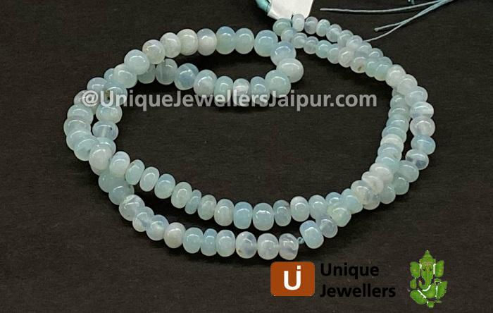 Natural Peruvian Blue Opal Smooth Roundelle Beads