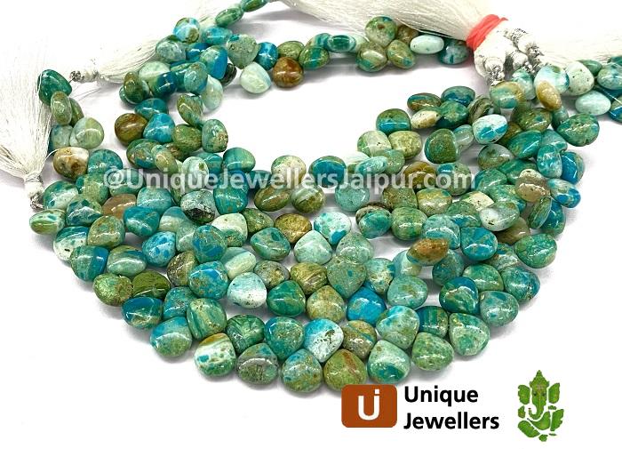 Natural Blue Opalina Smooth Heart Beads