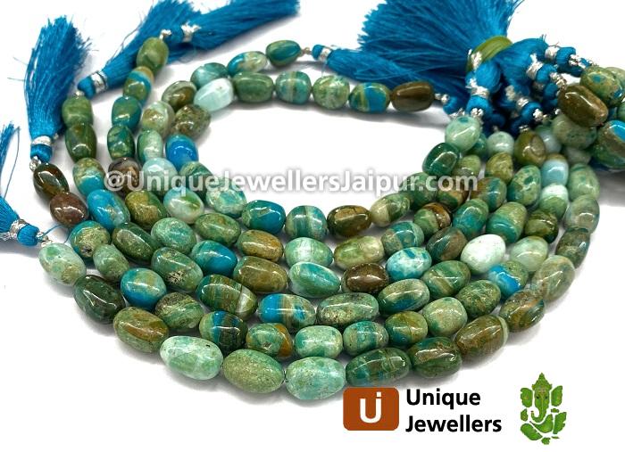 Natural Blue Opalina Smooth Oval Nugget Beads