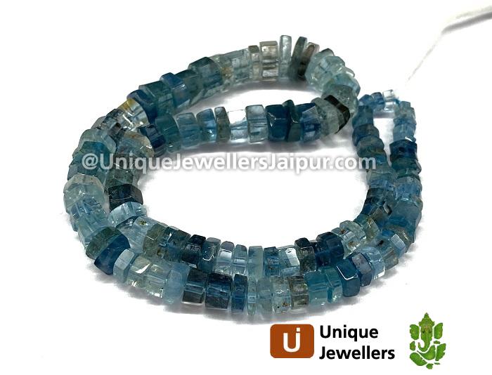 Santa Maria Aquamarine Shaded Step Cut Roundelle Beads