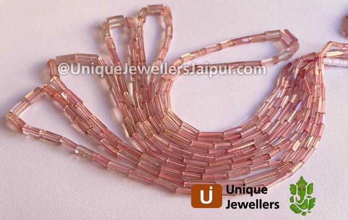 Baby Pink Tourmaline Step Cut Cylinder Beads