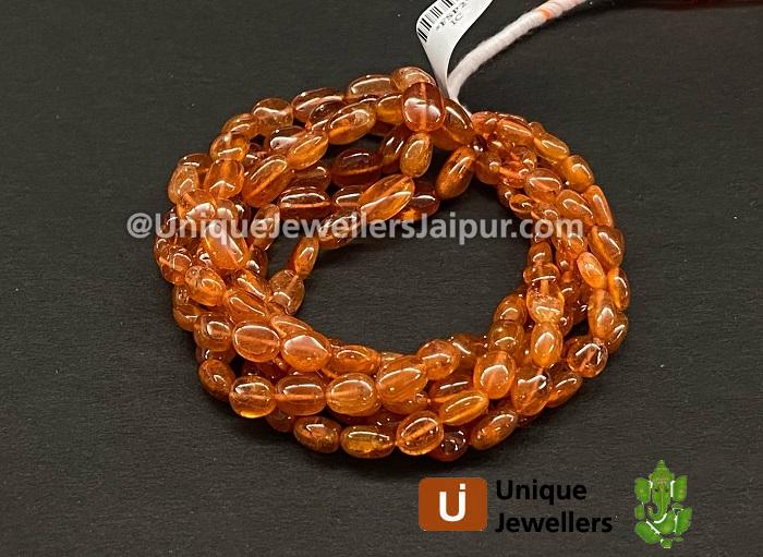 Mandarin Garnet Smooth Oval Beads