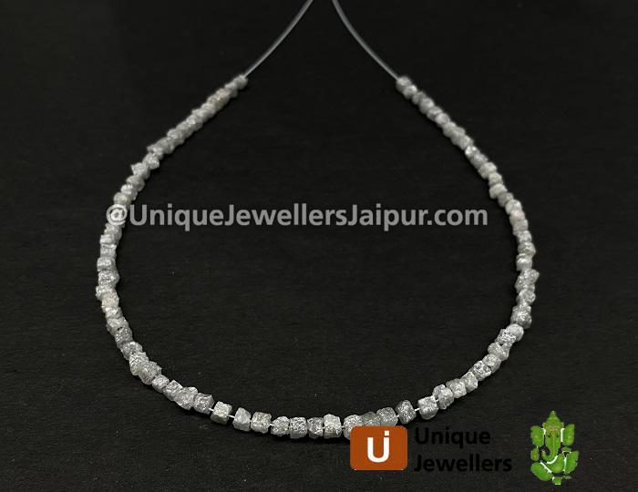 Grey Rough Diamond Cube Beads