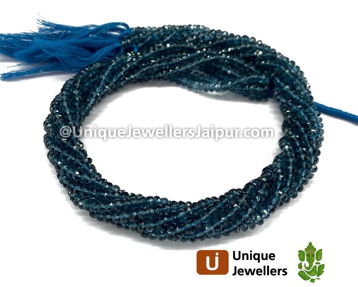 London Blue Topaz Faceted Roundelle Beads