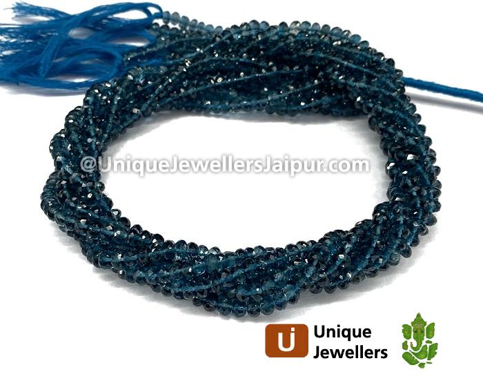 London Blue Topaz Faceted Roundelle Beads