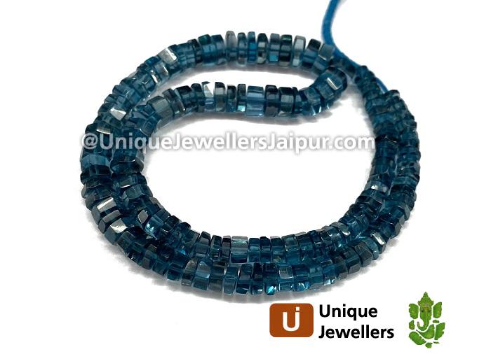 London Blue Topaz Step Cut Roundelle Beads