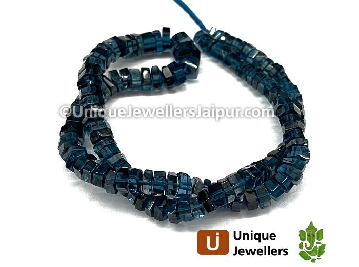 London Blue Topaz Step Cut Roundelle Beads