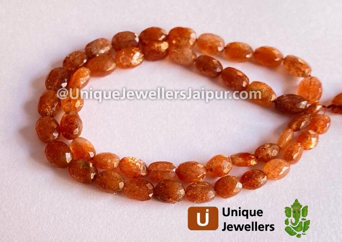 Sunstone Faceted Oval Beads