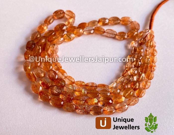 Sunstone Faceted Oval Beads