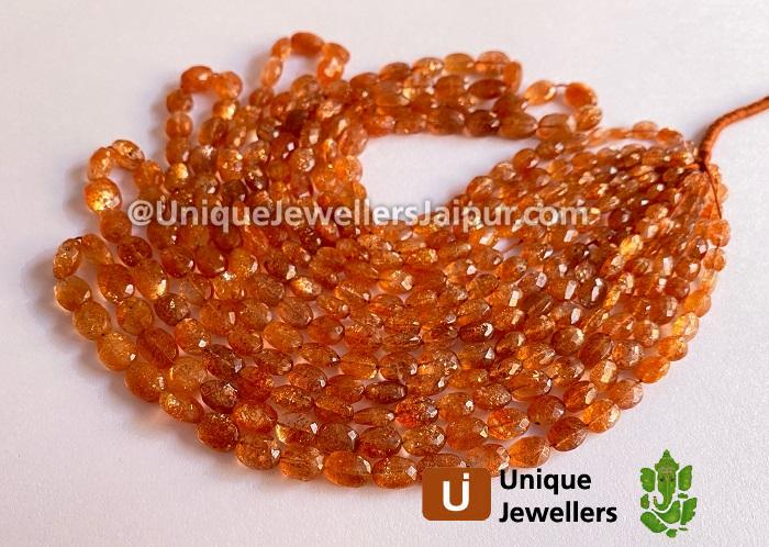 Sunstone Faceted Oval Beads