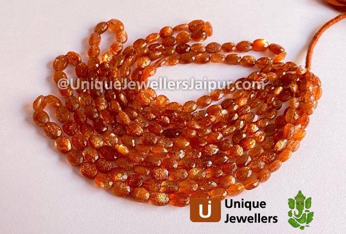 Sunstone Faceted Oval Beads