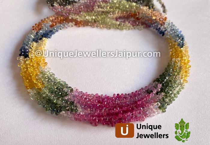 Multi Sapphire Faceted Drop Beads