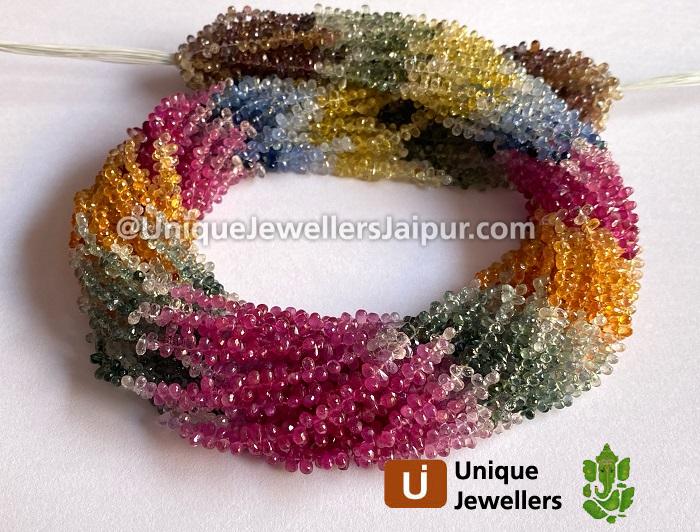 Multi Sapphire Faceted Drop Beads