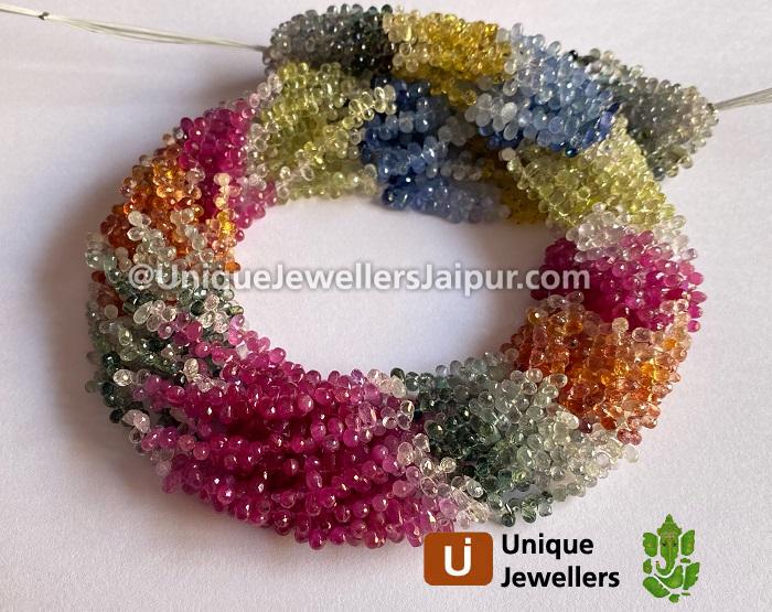 Multi Sapphire Faceted Drop Beads