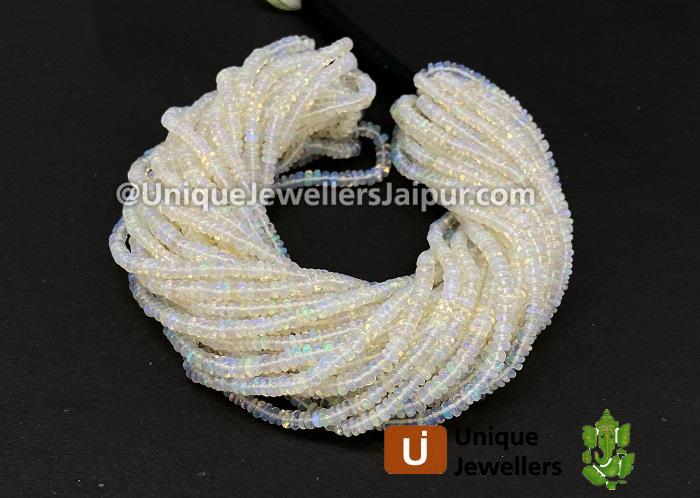 White Ethiopian Opal Smooth Roundelle Beads