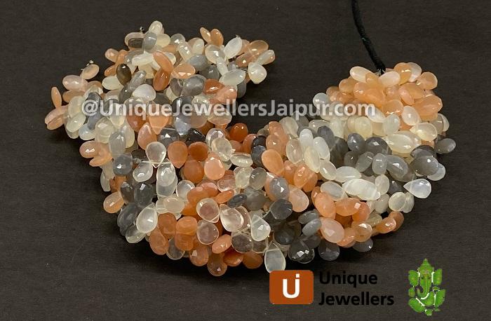 Multi Moonstone Faceted Pear Beads