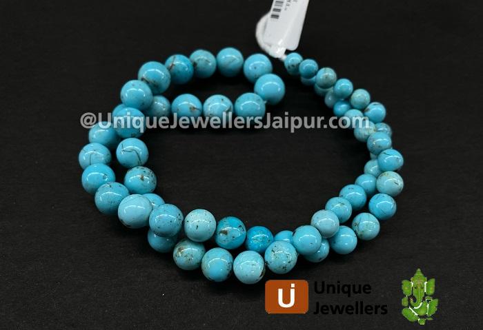 Natural Sky Blue Turquoise Smooth Round Balls Beads