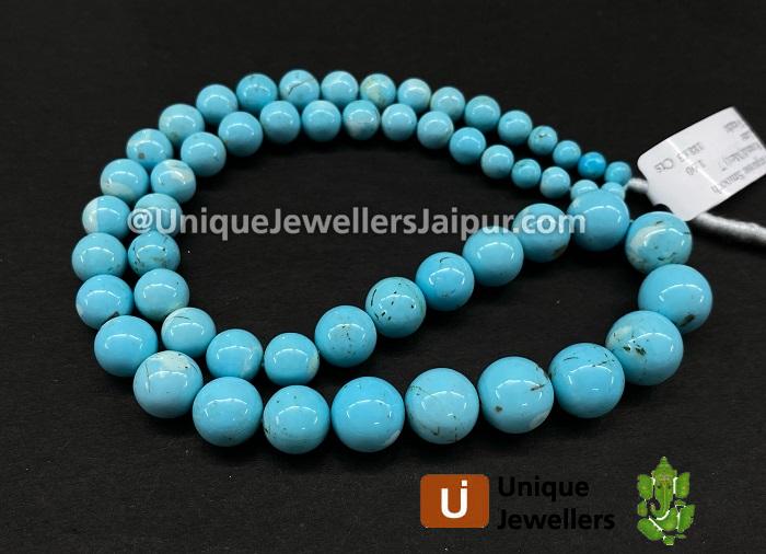 Natural Sky Blue Turquoise Smooth Round Balls Beads