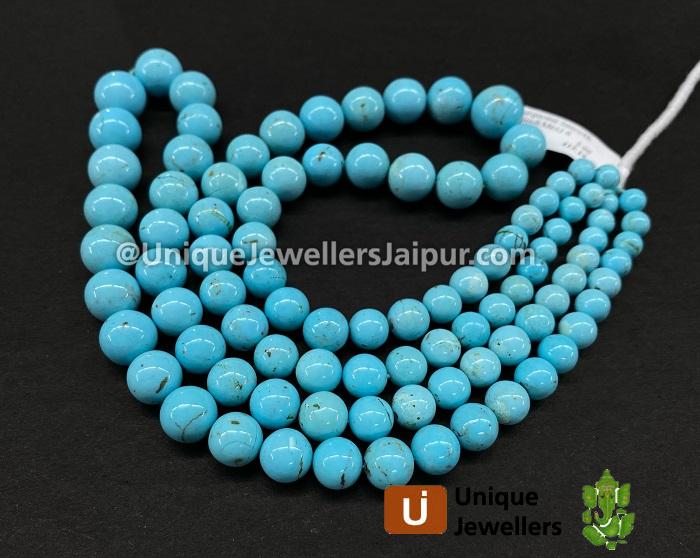 Natural Sky Blue Turquoise Smooth Round Balls Beads