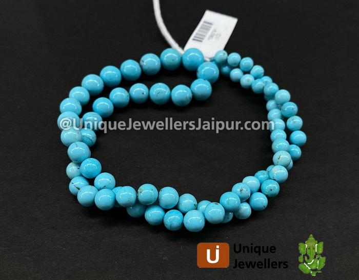 Natural Sky Blue Turquoise Smooth Round Balls Beads