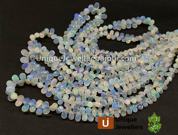 White Ethiopian Opal Faceted Drop Beads
