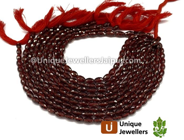 Garnet Faceted Barrel Beads