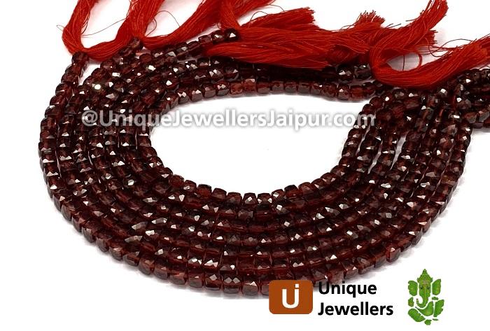 Garnet Faceted Cube Beads