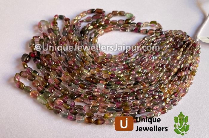 Bi Color Tourmaline Smooth Oval Nugget Beads