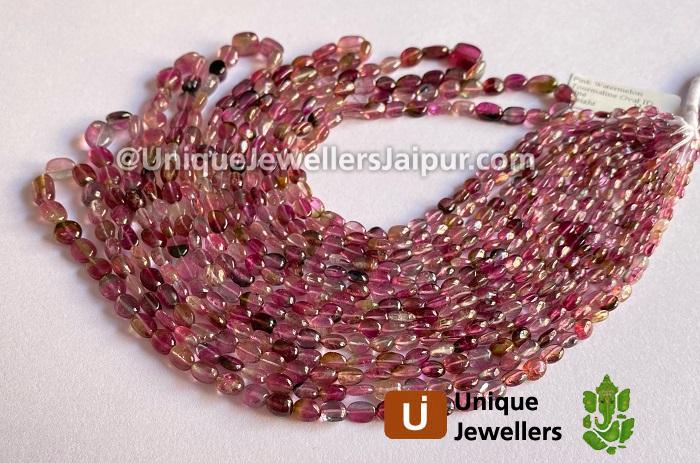 Bi Color Tourmaline Smooth Oval Nugget Beads