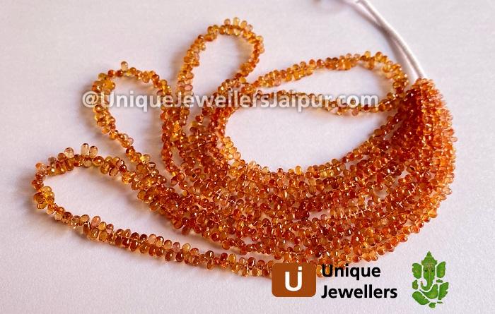 Orange Songea Sapphire Faceted Drop Beads