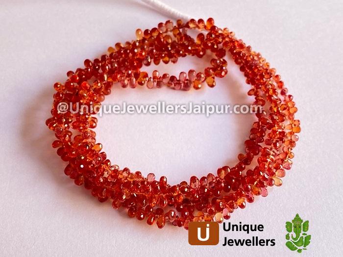 Red Songea Sapphire Faceted Drop Beads