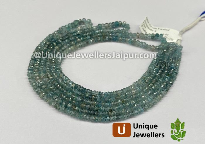 Natural Blue Zircon Shaded Faceted Roundelle Beads