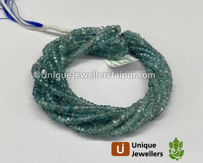 Natural Blue Zircon Shaded Faceted Roundelle Beads