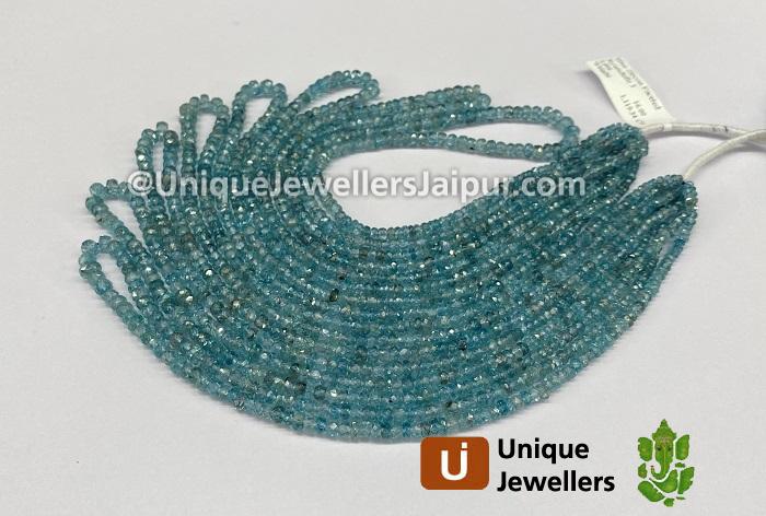 Natural Blue Zircon Faceted Roundelle Beads