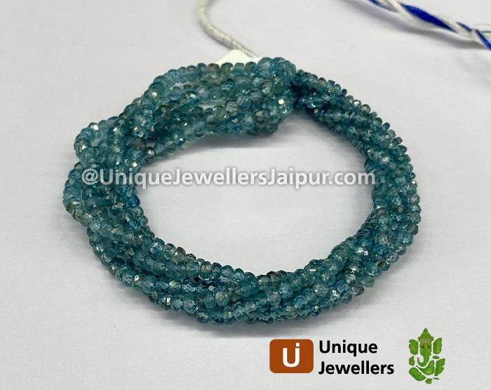 Natural Deep Blue Zircon Faceted Roundelle Beads