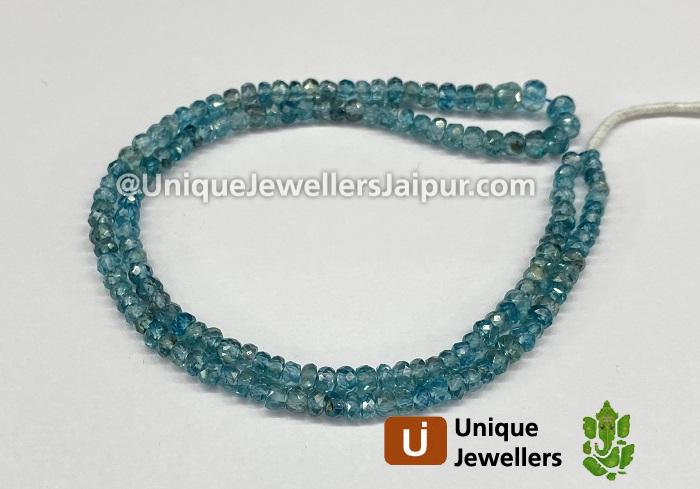 Natural Deep Blue Zircon Far Faceted Roundelle Beads