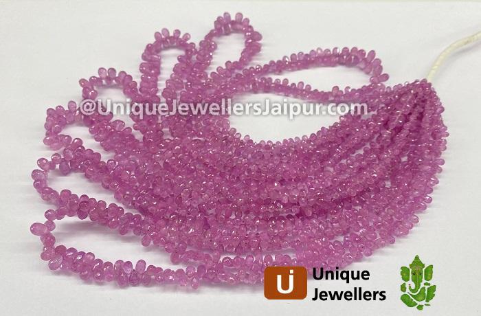 Pink Sapphire Faceted Drop Beads