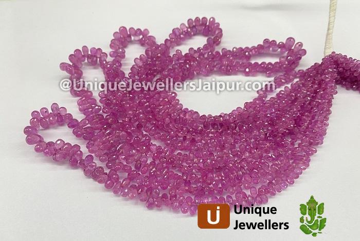 Pink Sapphire Faceted Drop Beads