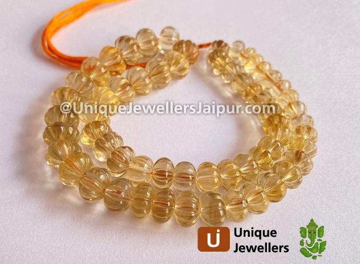 Honey Quartz Carved Pumpkin Beads