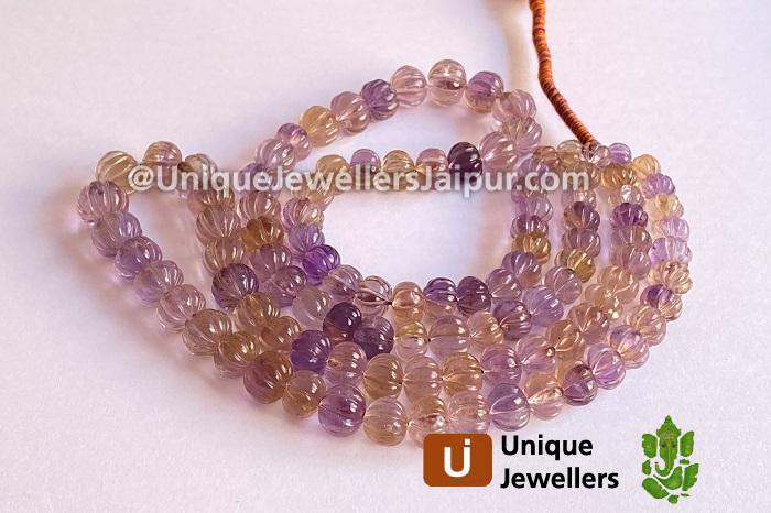 Ametrine Carved Pumpkin Beads