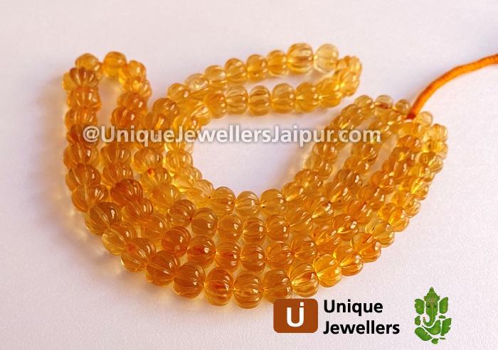 Citrine Carved Pumpkin Beads