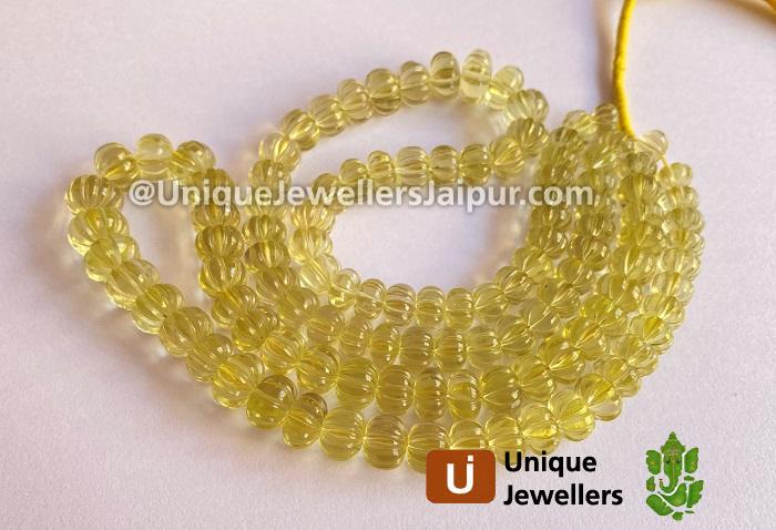 Lemon Quartz Carved Pumpkin Beads