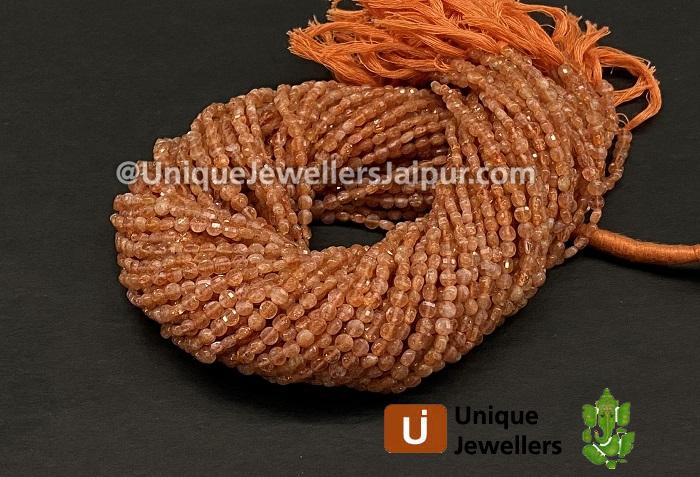 Sunstone Faceted Coin Beads