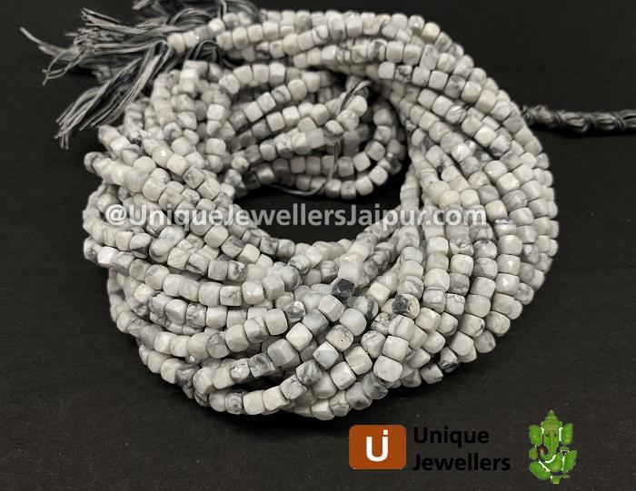 Dendritic Opal Faceted Cube Beads