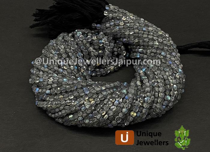 Labradorite Faceted Coin Beads