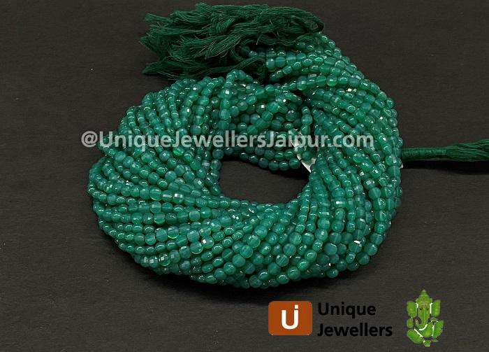 Green Onyx Faceted Coin Beads