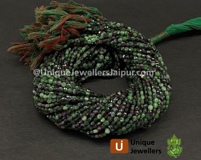 Ruby Zoisite Faceted Coin Beads