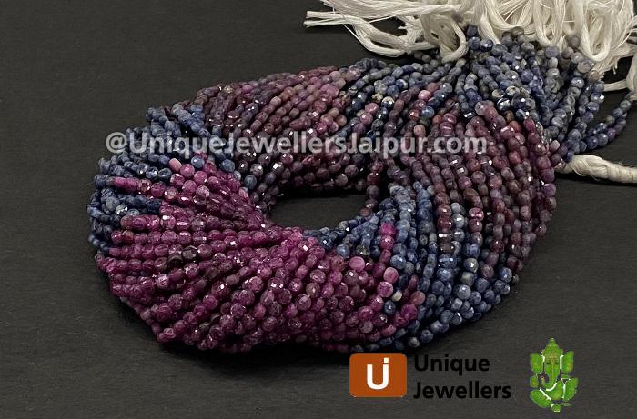 Multi Sapphire Faceted Coin Beads